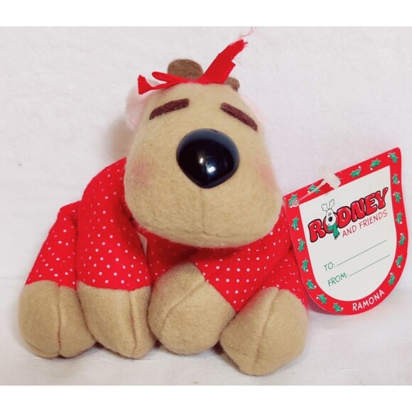VTG Hallmark 1986 CHRISTMAS Holiday Reindeer Plush Ramona 8" WIDE with Tags - Picture 2 of 11
